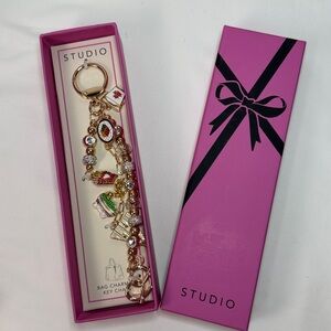 Studio Gold and Pink Keychain  & bag charm “ My favorite food”